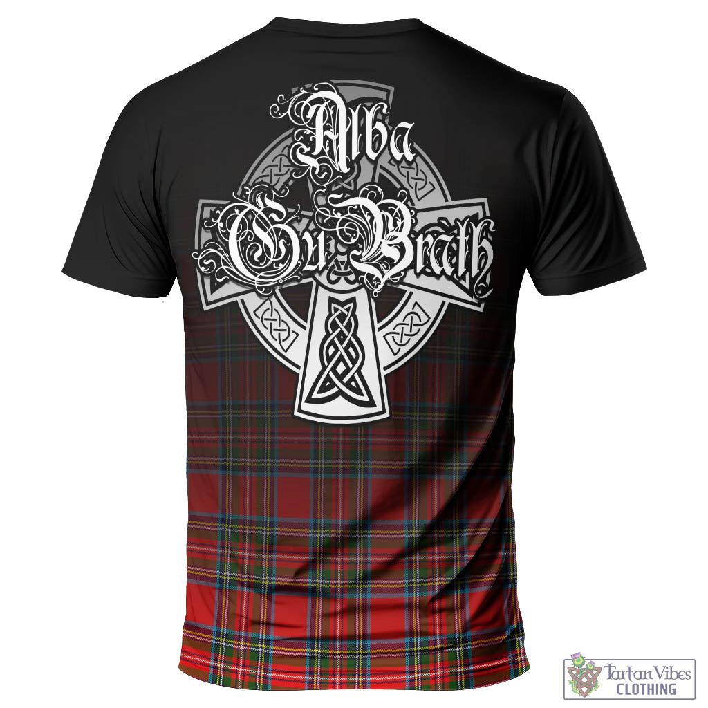 Tartan Vibes Clothing Stewart Royal Tartan T-Shirt Featuring Alba Gu Brath Family Crest Celtic Inspired