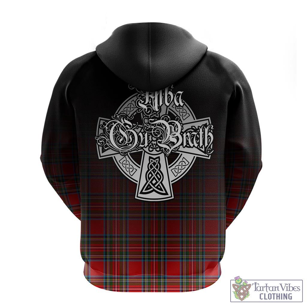 Tartan Vibes Clothing Stewart Royal Tartan Hoodie Featuring Alba Gu Brath Family Crest Celtic Inspired