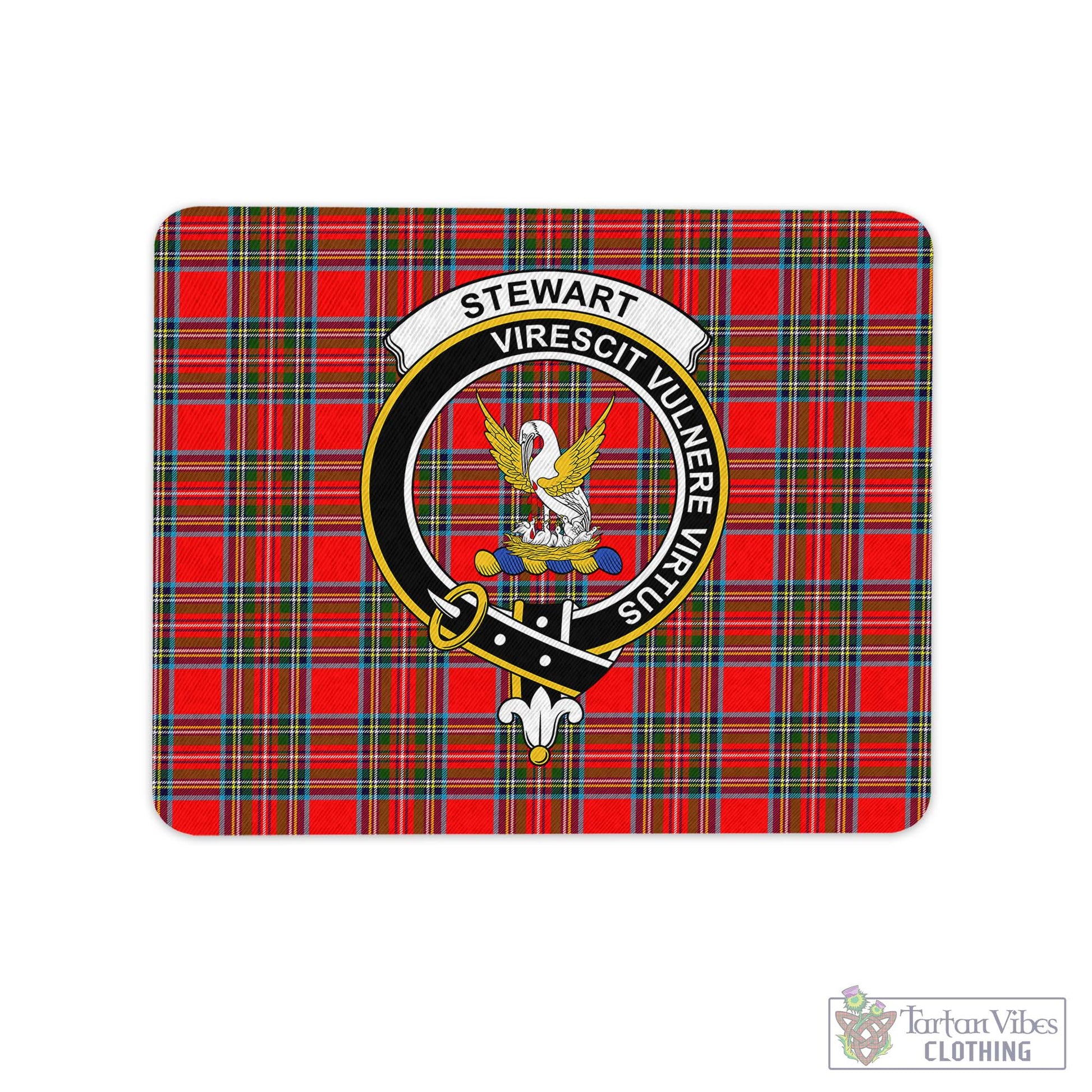 Tartan Vibes Clothing Stewart Royal Tartan Mouse Pad with Family Crest