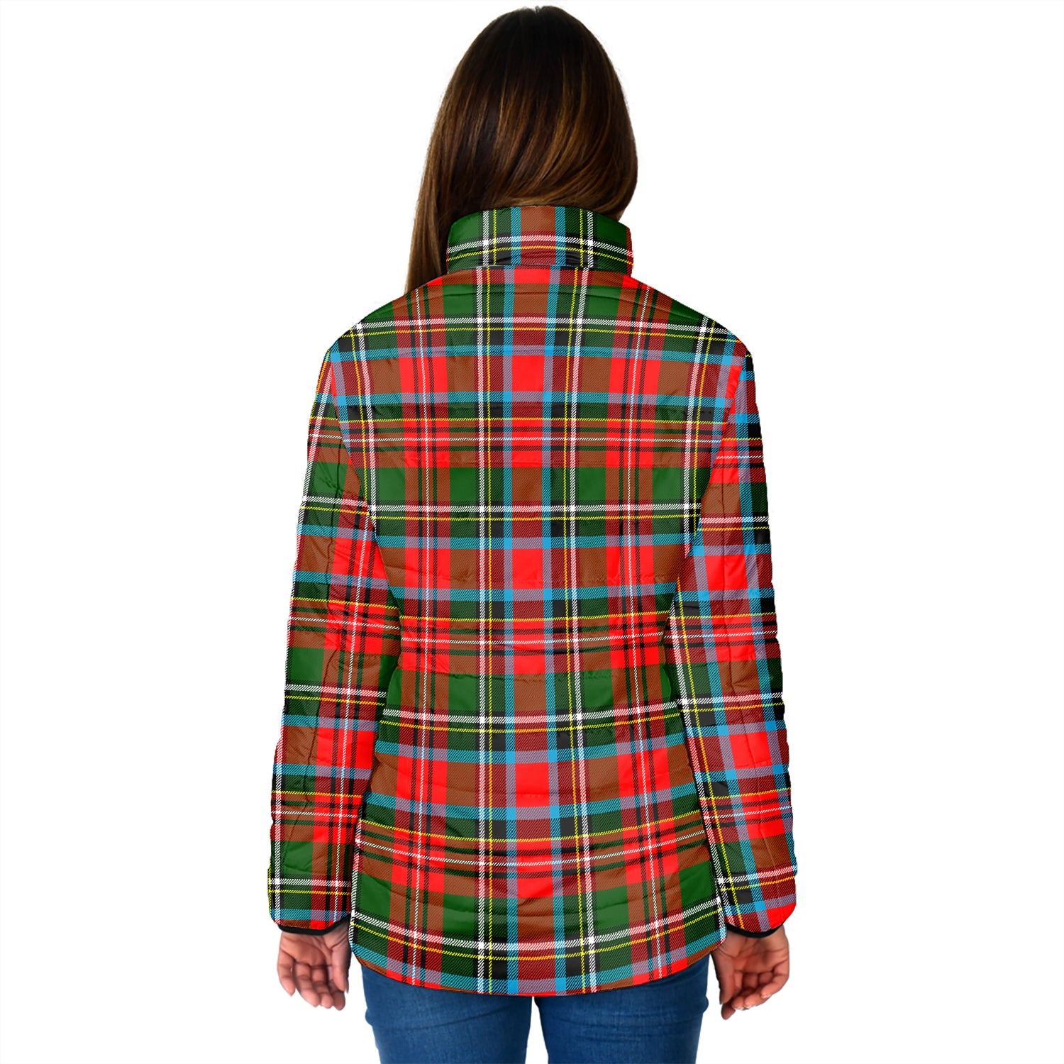 Stewart (Stuart) Tartan Padded Jacket with Family Crest - Tartan Vibes Clothing