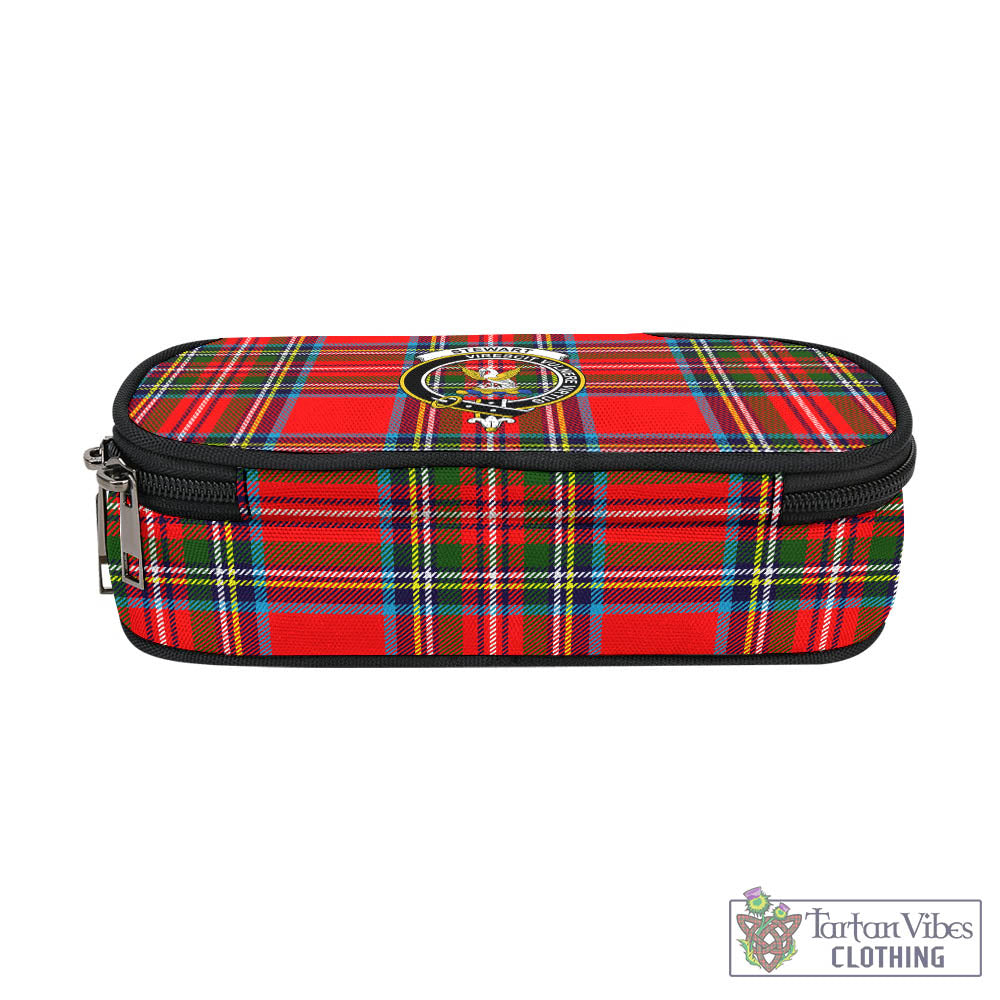 Tartan Vibes Clothing Stewart Royal Tartan Pen and Pencil Case with Family Crest