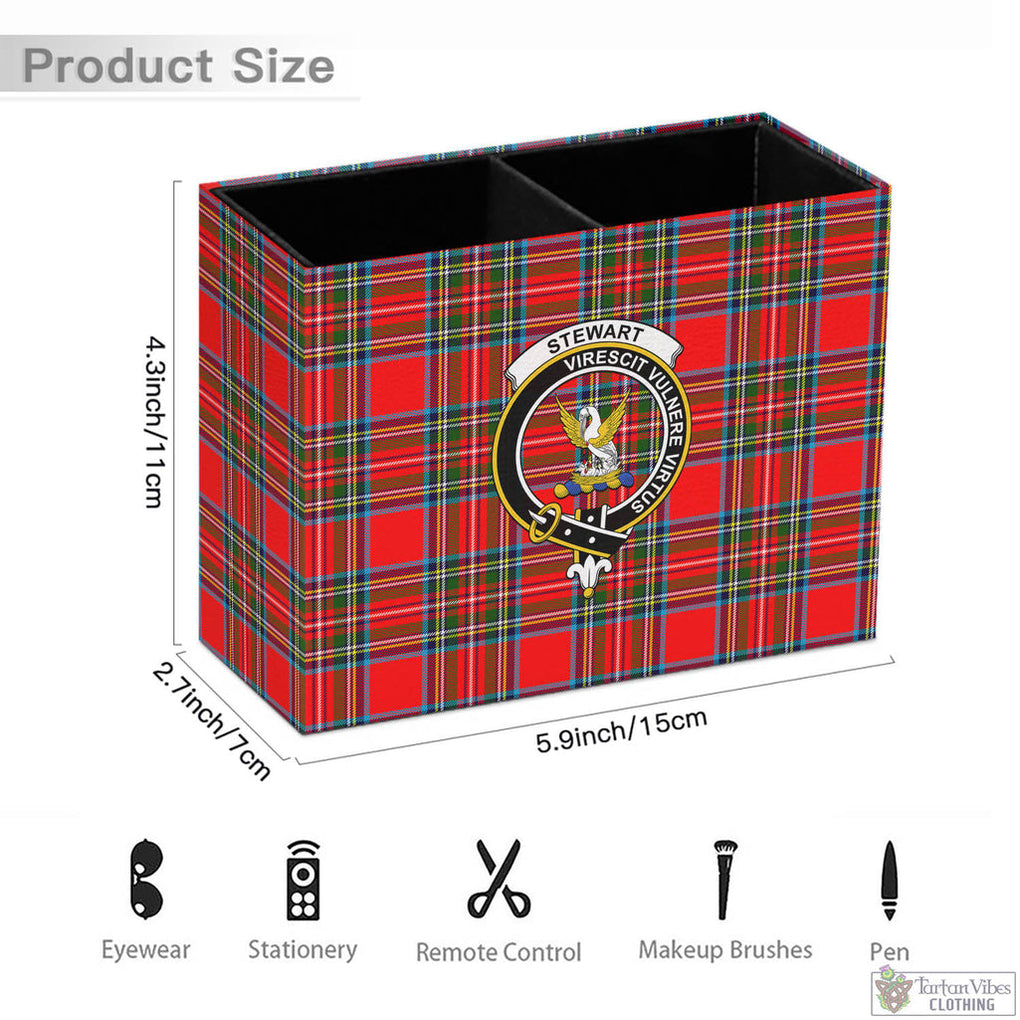 Tartan Vibes Clothing Stewart Royal Tartan Pen Holder with Family Crest