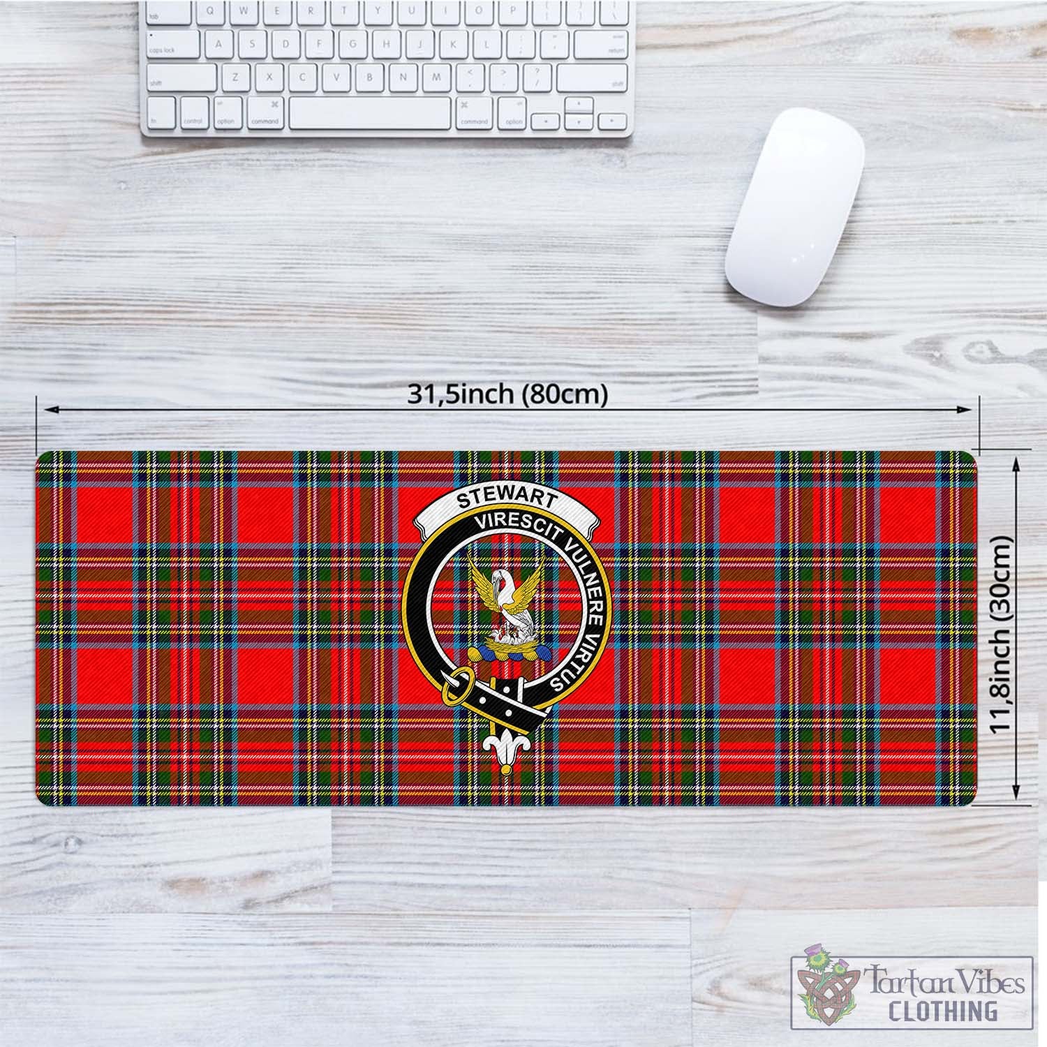 Tartan Vibes Clothing Stewart Royal Tartan Mouse Pad with Family Crest