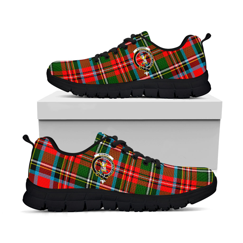 Stewart (Stuart) Tartan Sneakers with Family Crest - Tartan Vibes Clothing