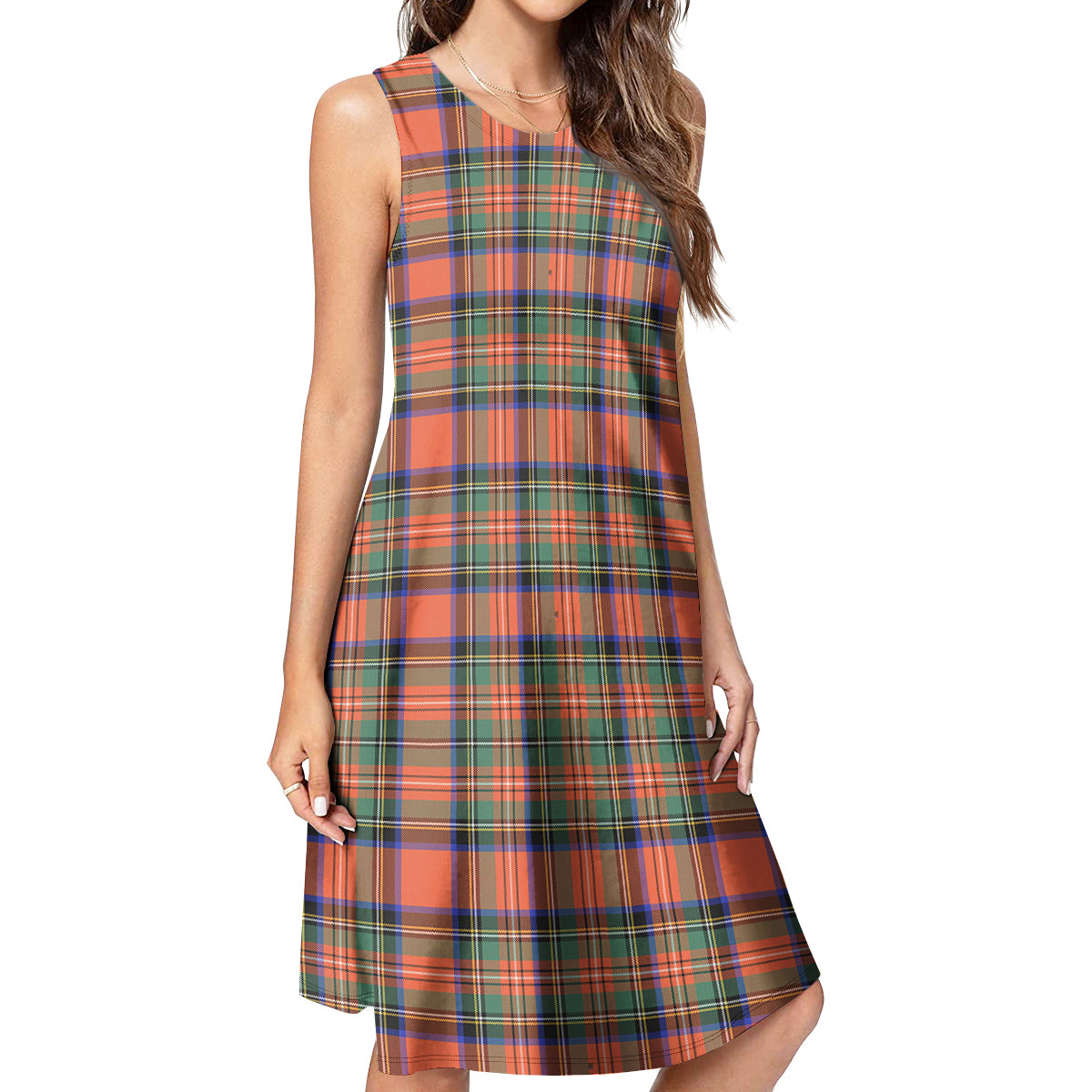 Stewart Royal Ancient Tartan Womens Casual Dresses - Tartanvibesclothing