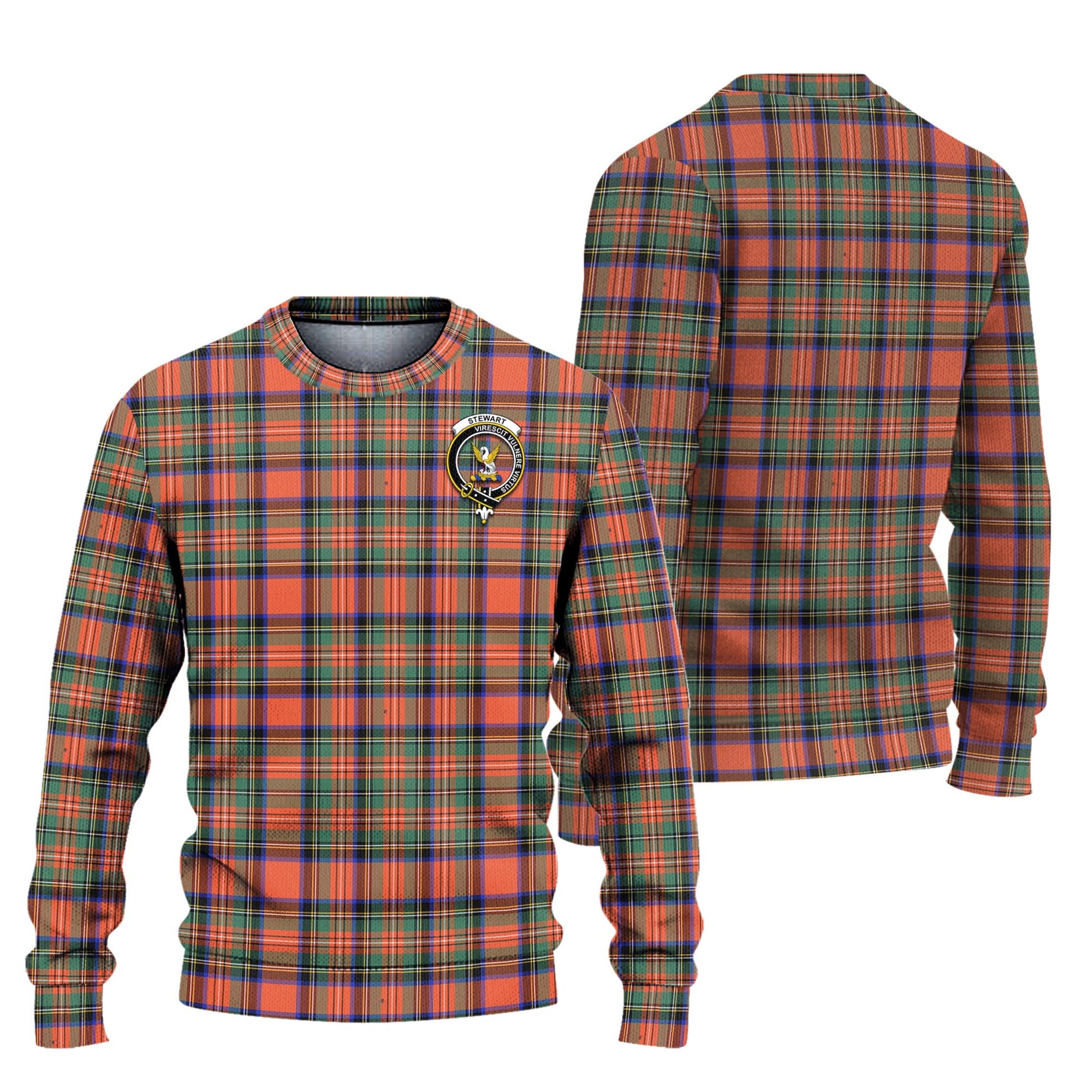 Stewart Royal Ancient Tartan Knitted Sweater with Family Crest Unisex - Tartanvibesclothing