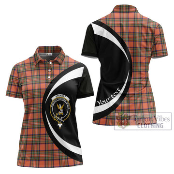Stewart Royal Ancient Tartan Women's Polo Shirt with Family Crest Circle Style