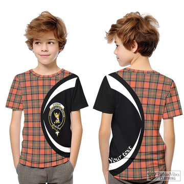 Stewart Royal Ancient Tartan Kid T-Shirt with Family Crest Circle Style