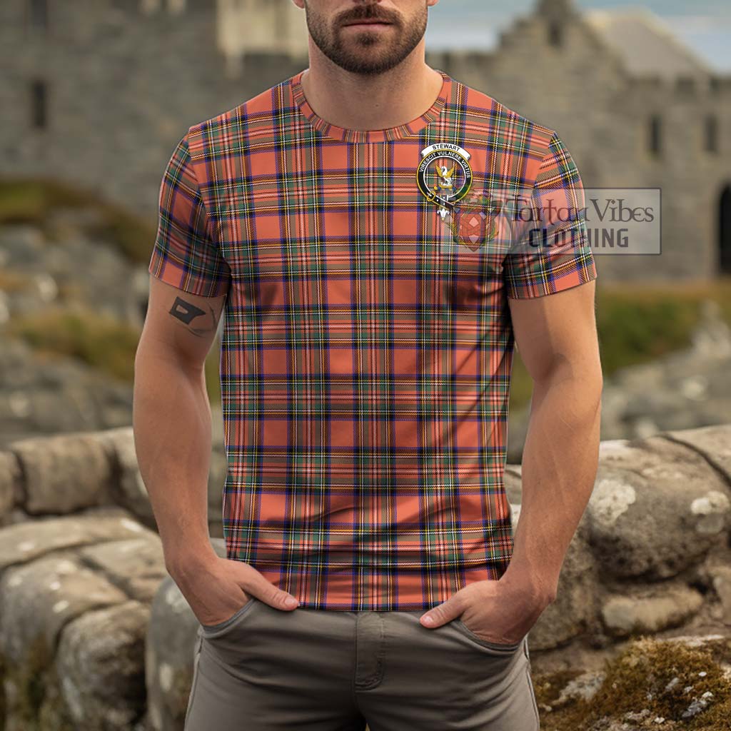 Stewart Royal Ancient Tartan Cotton T-Shirt with Family Crest Men's Shirt - Tartanvibesclothing Shop