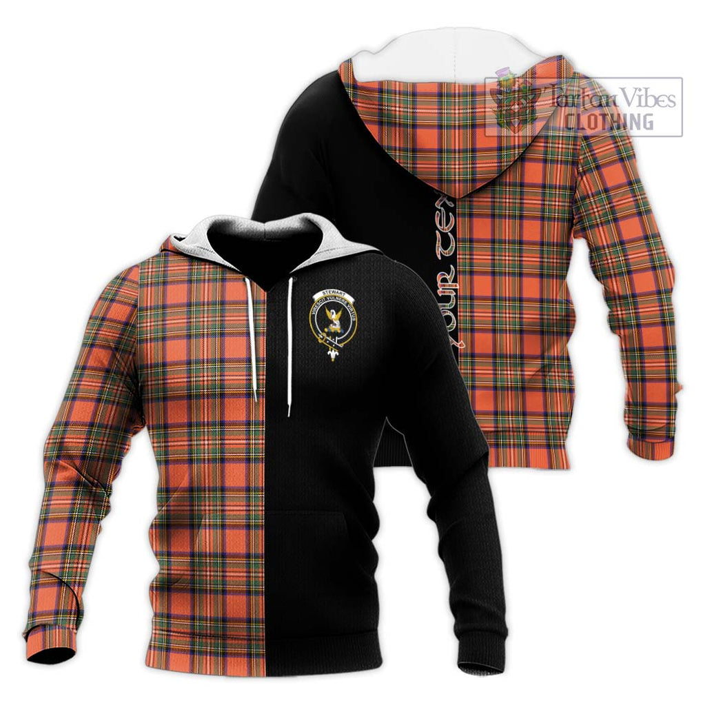 Stewart Royal Ancient Tartan Knitted Hoodie with Family Crest and Half Of Me Style Unisex Knitted Pullover Hoodie - Tartanvibesclothing Shop