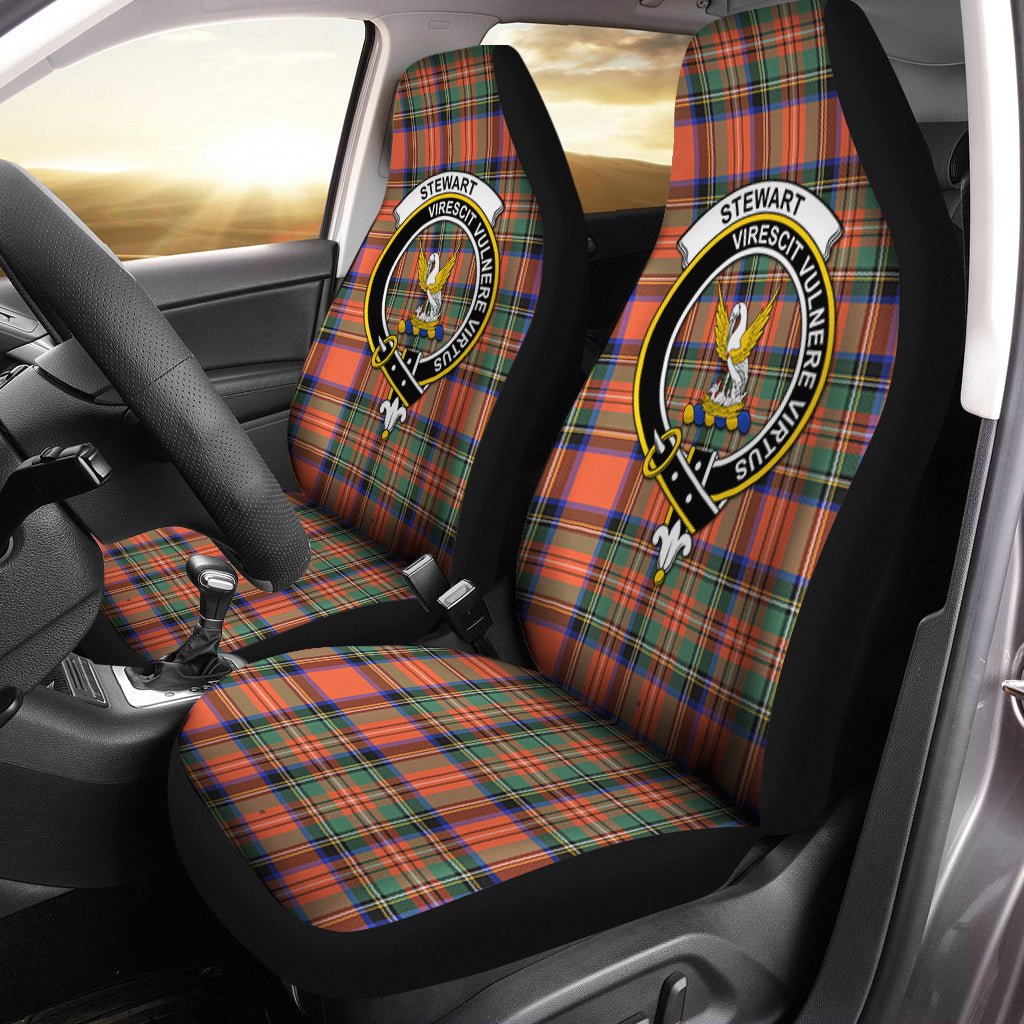 Stewart Royal Ancient Tartan Car Seat Cover with Family Crest One Size - Tartanvibesclothing