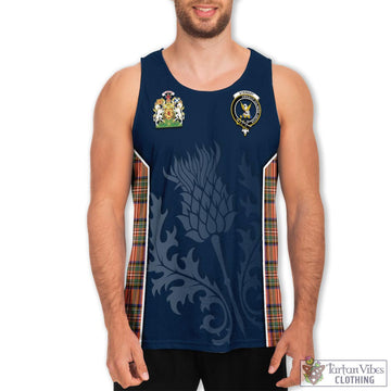 Stewart Royal Ancient Tartan Men's Tanks Top with Family Crest and Scottish Thistle Vibes Sport Style