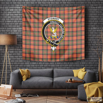 Stewart Royal Ancient Tartan Tapestry Wall Hanging and Home Decor for Room with Family Crest