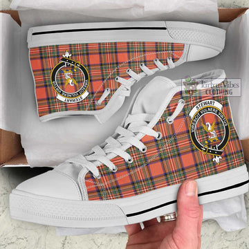 Stewart Royal Ancient Tartan High Top Shoes with Family Crest