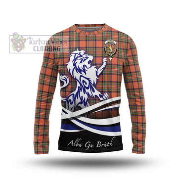 Stewart Royal Ancient Tartan Long Sleeve T-Shirt with Alba Gu Brath Regal Lion Emblem