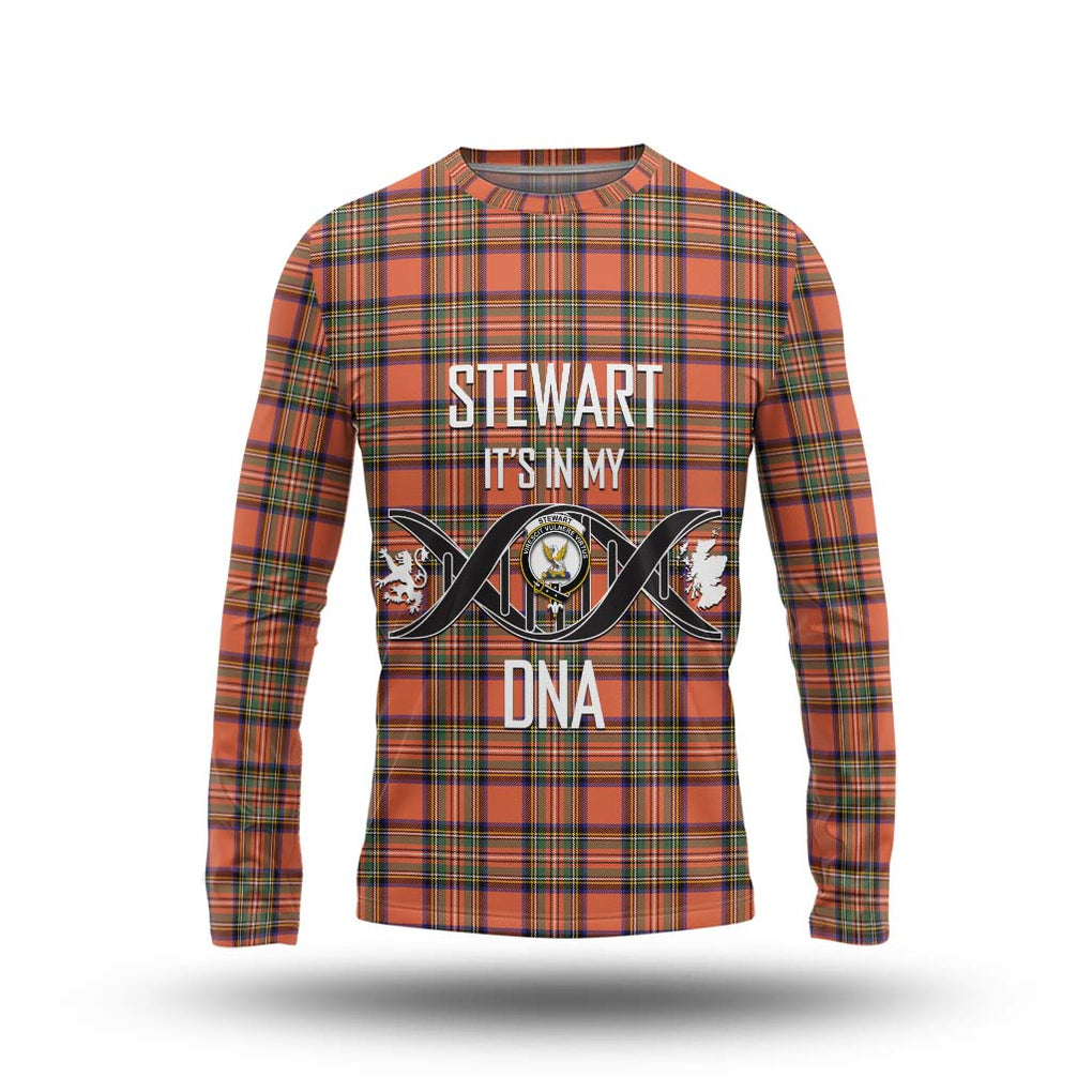 Stewart Royal Ancient Tartan Long Sleeve T-Shirt with Family Crest DNA In Me Style Unisex - Tartanvibesclothing Shop