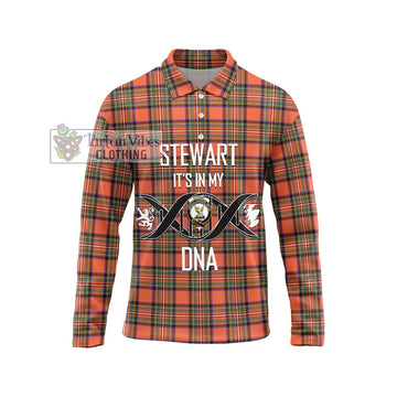 Stewart Royal Ancient Tartan Long Sleeve Polo Shirt with Family Crest DNA In Me Style