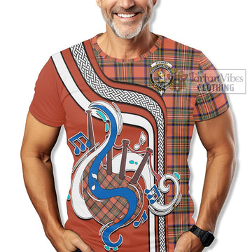 Stewart Royal Ancient Tartan T-Shirt with Epic Bagpipe Style