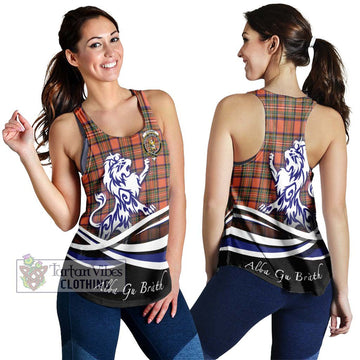 Stewart Royal Ancient Tartan Women's Racerback Tanks with Alba Gu Brath Regal Lion Emblem