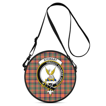 Stewart Royal Ancient Tartan Round Satchel Bags with Family Crest