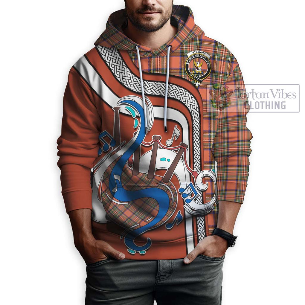 Stewart Royal Ancient Tartan Hoodie with Epic Bagpipe Style Zip Hoodie - Tartanvibesclothing Shop