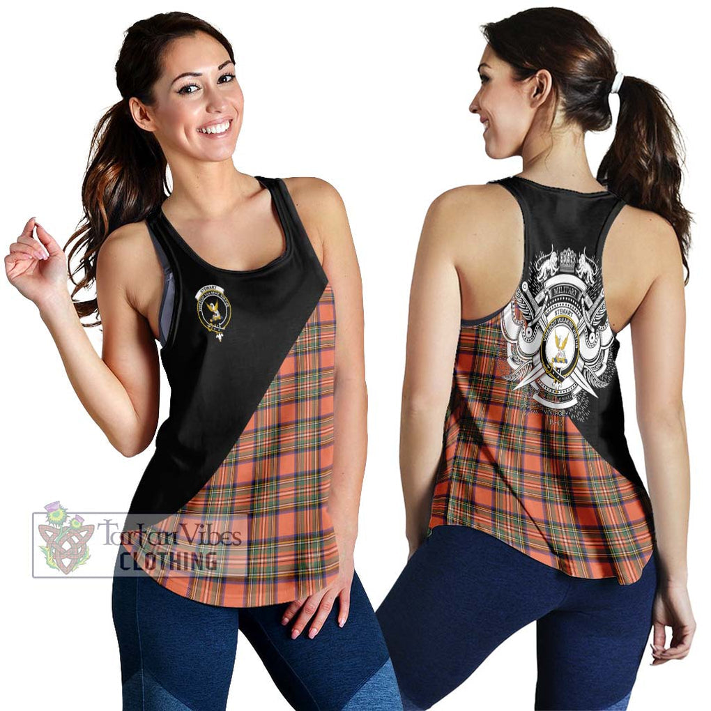 Stewart Royal Ancient Tartan Women's Racerback Tanks with Family Crest and Military Logo Style 4XL - Tartanvibesclothing Shop