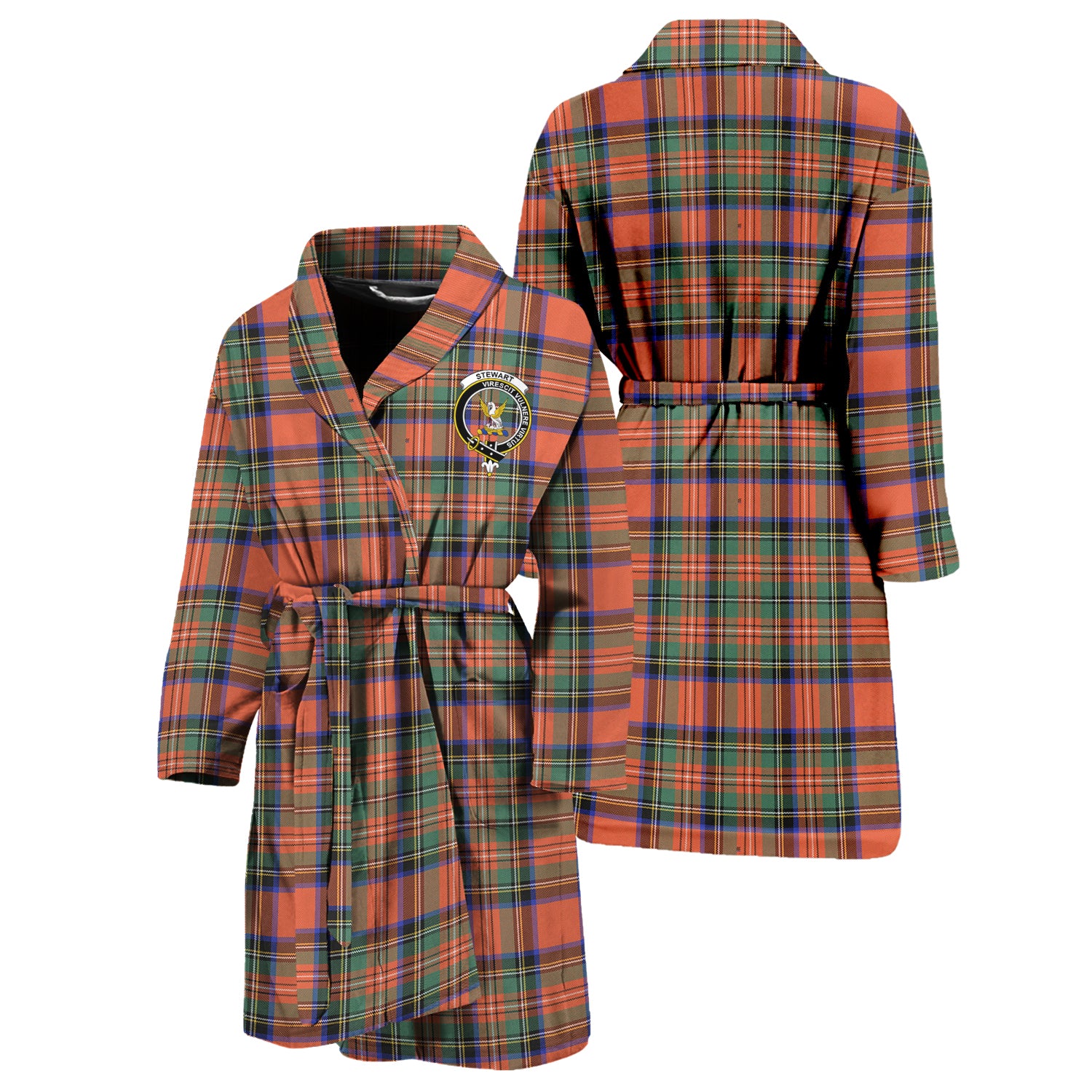 Stewart Royal Ancient Tartan Bathrobe with Family Crest Unisex S - Tartan Vibes Clothing