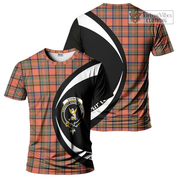 Stewart Royal Ancient Tartan T-Shirt with Family Crest Circle Style