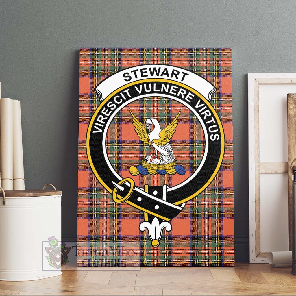 Tartan Vibes Clothing Stewart Royal Ancient Tartan Canvas Print Wall Art with Family Crest