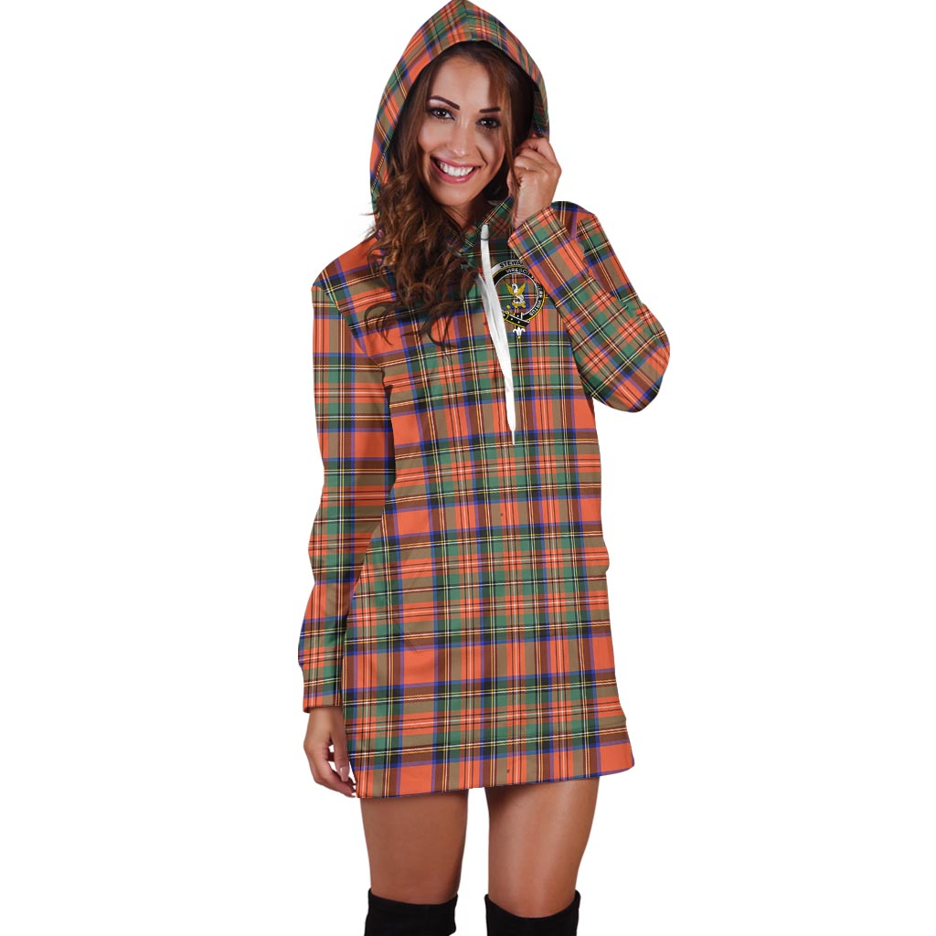 Stewart Royal Ancient Tartan Hoodie Dress with Family Crest - Tartan Vibes Clothing