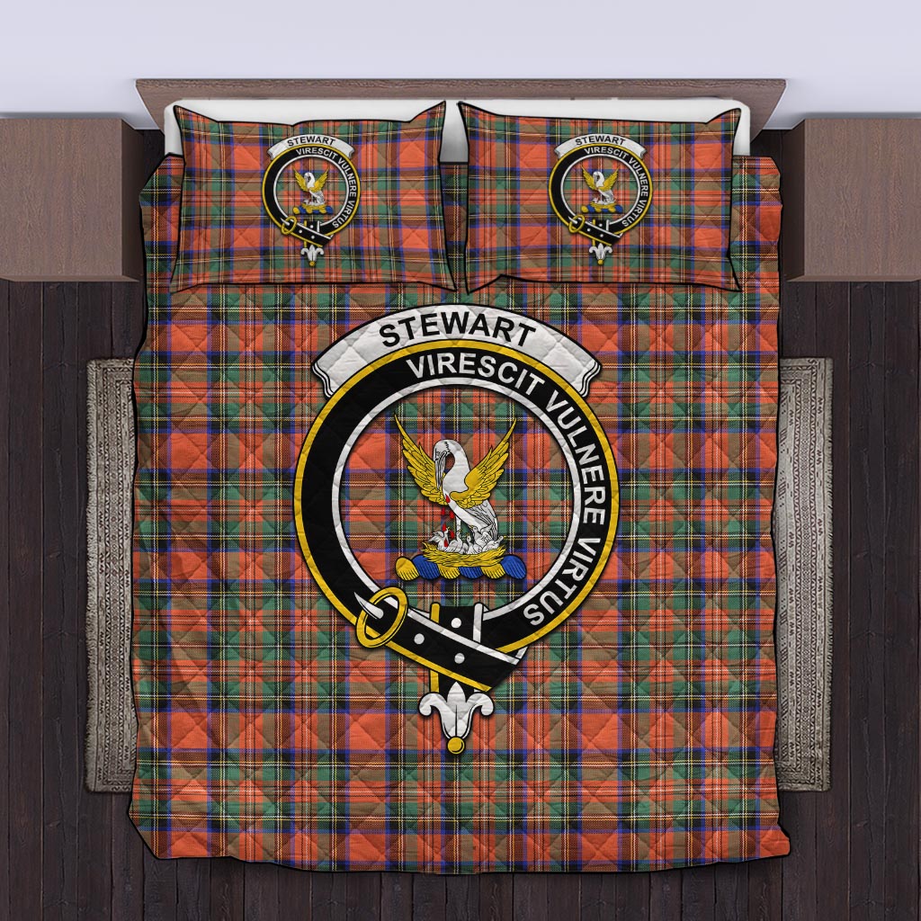 Stewart Royal Ancient Tartan Quilt Bed Set with Family Crest Twin - Tartan Vibes Clothing