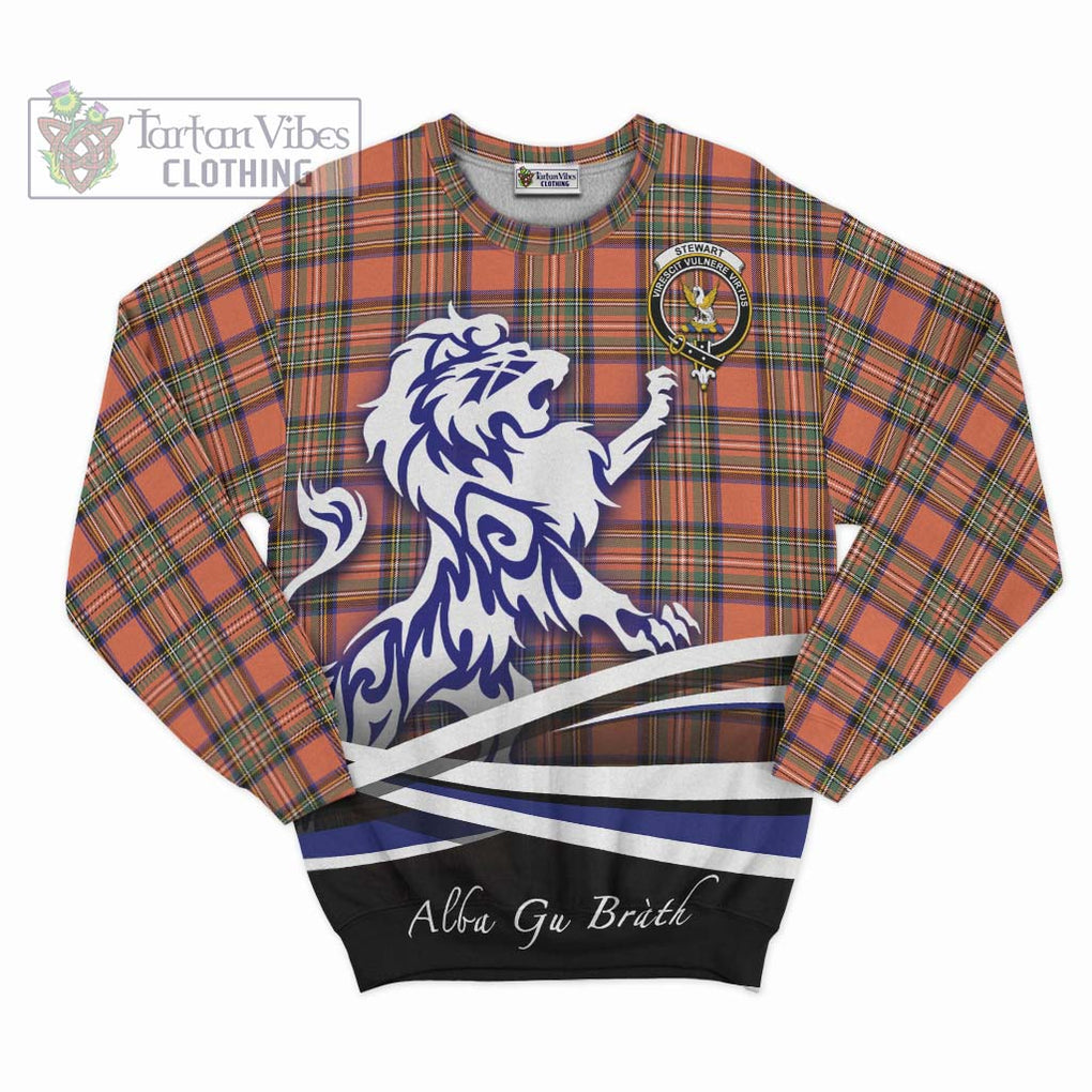 Stewart Royal Ancient Tartan Sweatshirt with Alba Gu Brath Regal Lion Emblem - Tartanvibesclothing Shop