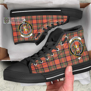 Stewart Royal Ancient Tartan High Top Shoes with Family Crest