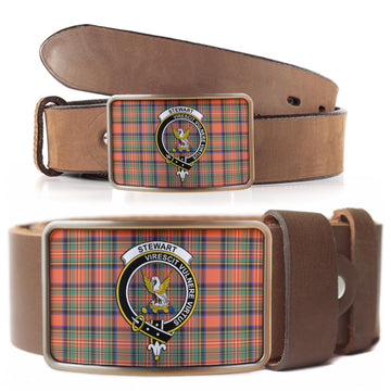 Stewart Royal Ancient Tartan Belt Buckles with Family Crest