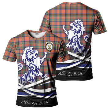Stewart Royal Ancient Tartan T-Shirt with Alba Gu Brath Regal Lion Emblem
