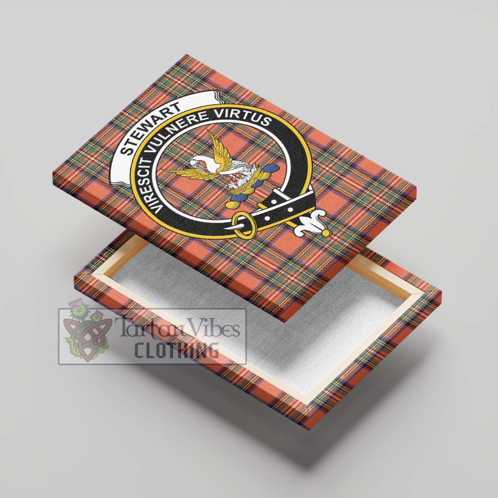 Tartan Vibes Clothing Stewart Royal Ancient Tartan Canvas Print Wall Art with Family Crest