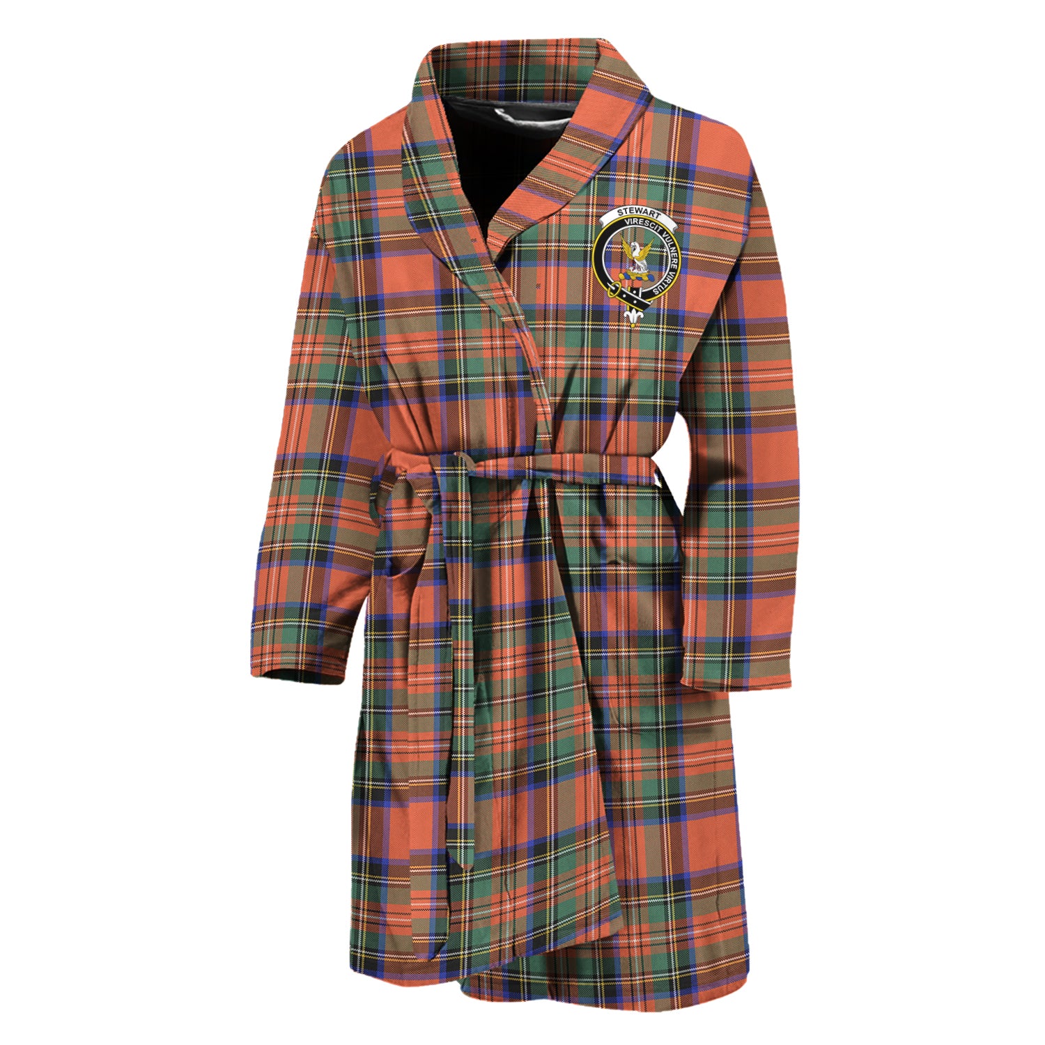 Stewart Royal Ancient Tartan Bathrobe with Family Crest Unisex M - Tartan Vibes Clothing