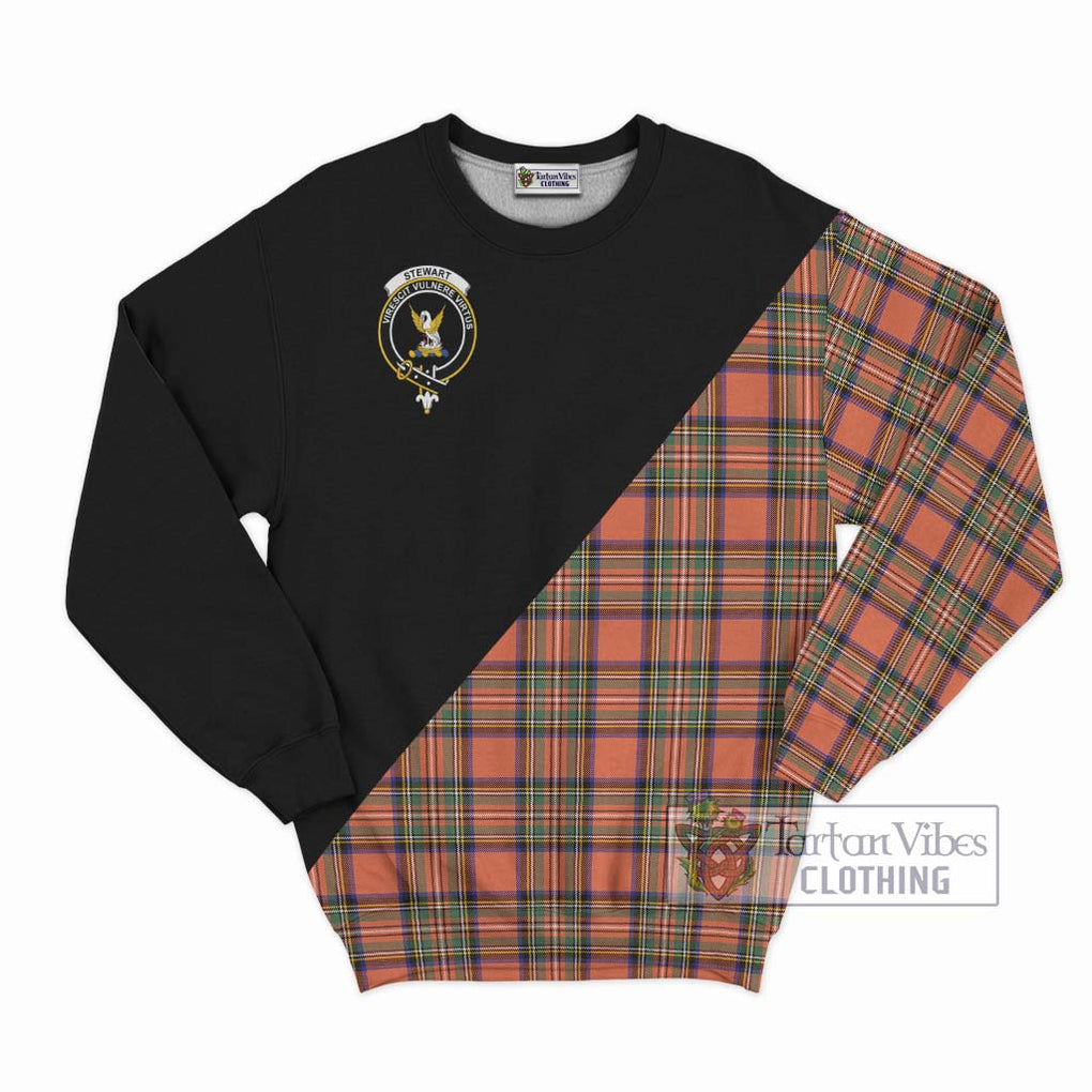 Stewart Royal Ancient Tartan Sweatshirt with Family Crest and Military Logo Style - Tartanvibesclothing Shop