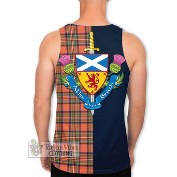 Stewart Royal Ancient Tartan Men's Tank Top with Scottish Lion Royal Arm Half Style