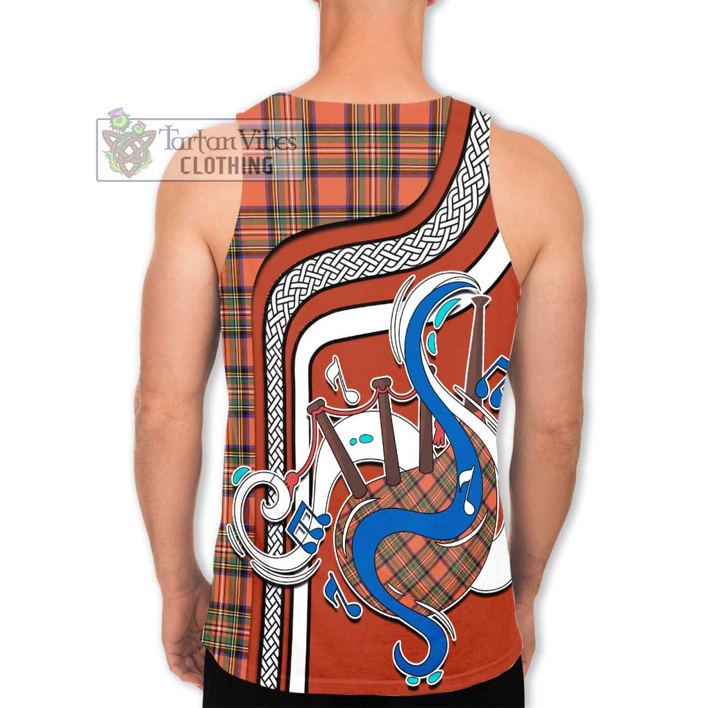 Stewart Royal Ancient Tartan Men's Tank Top with Epic Bagpipe Style - Tartanvibesclothing Shop