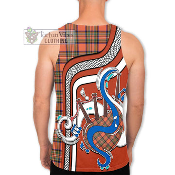 Stewart Royal Ancient Tartan Men's Tank Top with Epic Bagpipe Style