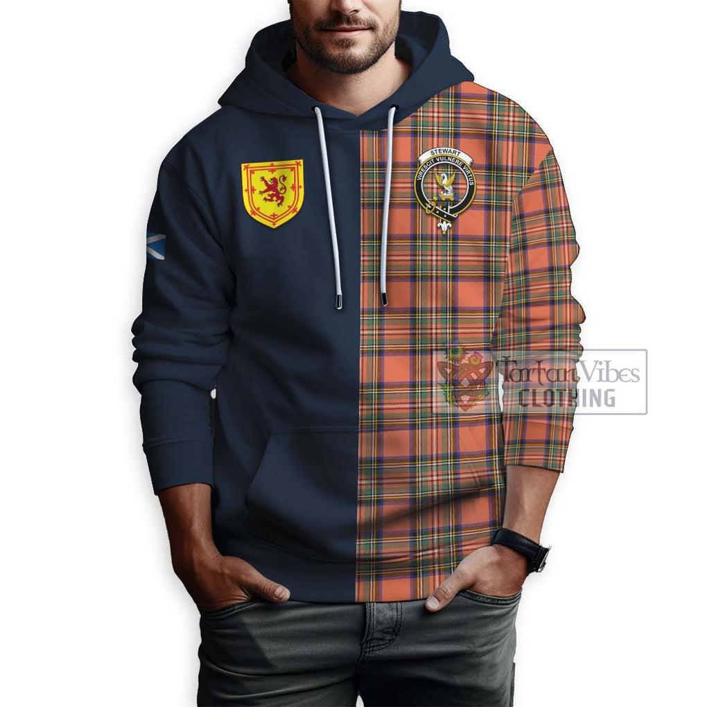 Tartan Vibes Clothing Stewart Royal Ancient Tartan Hoodie with Scottish Lion Royal Arm Half Style