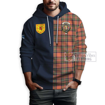 Stewart Royal Ancient Tartan Hoodie with Scottish Lion Royal Arm Half Style