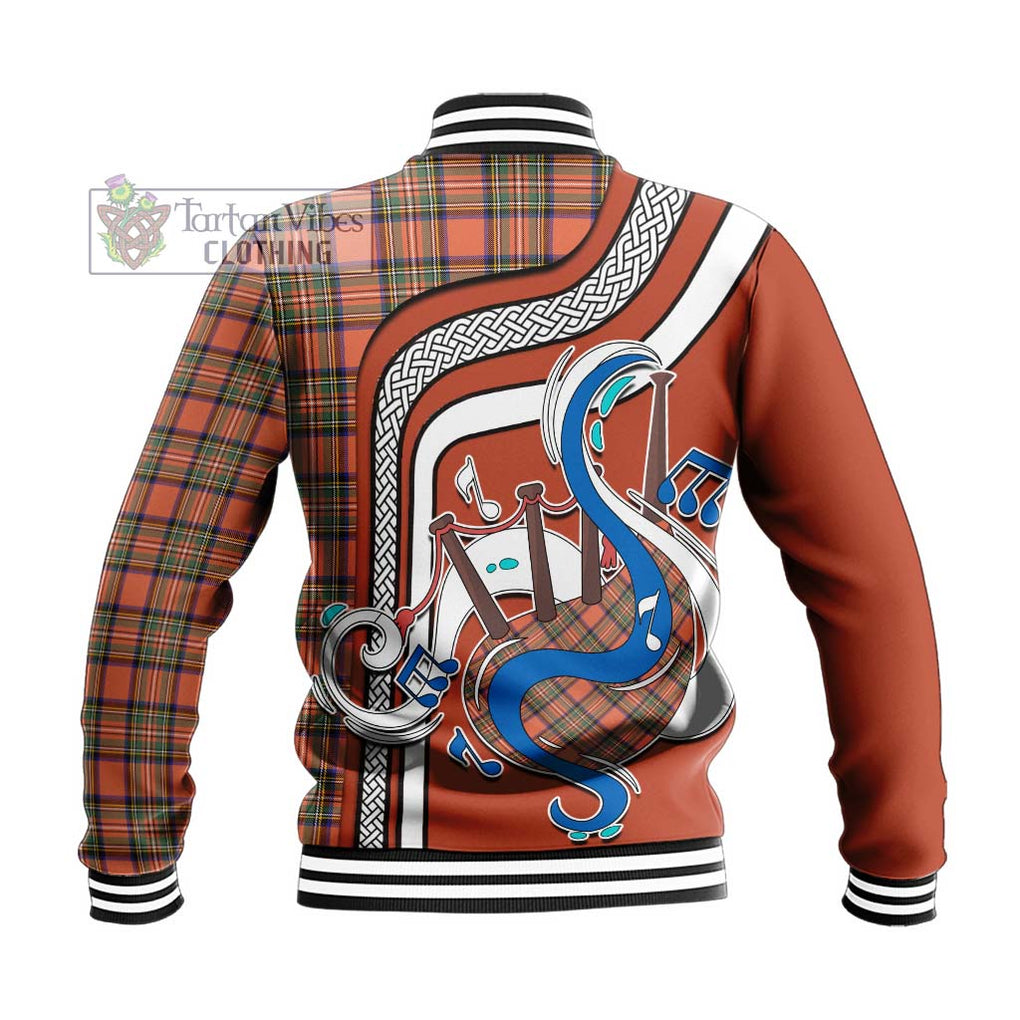 Tartan Vibes Clothing Stewart Royal Ancient Tartan Baseball Jacket with Epic Bagpipe Style