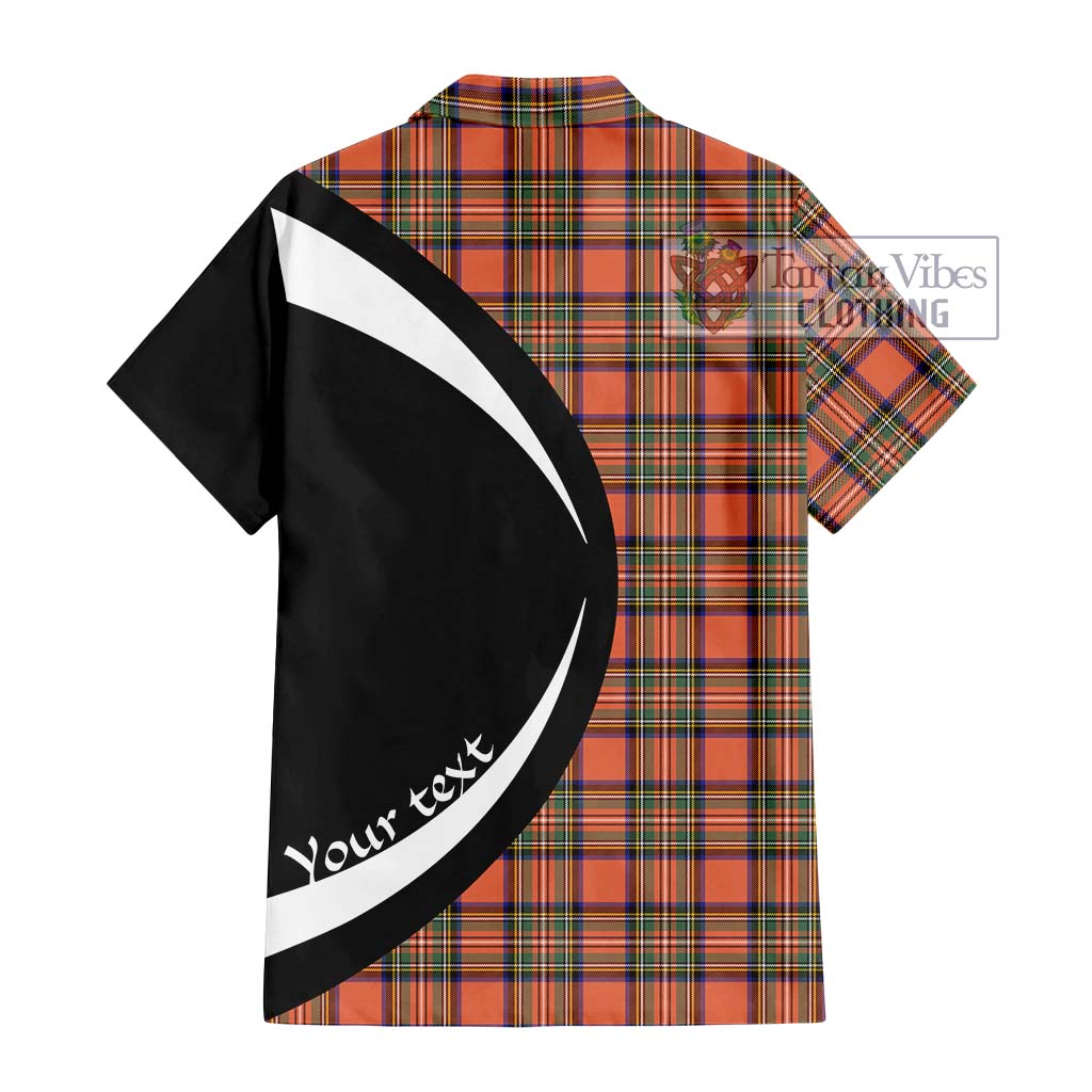 Stewart Royal Ancient Tartan Short Sleeve Button Up with Family Crest Circle Style - Tartan Vibes Clothing