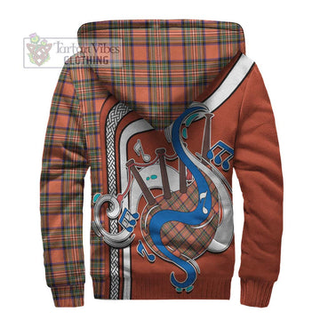 Stewart Royal Ancient Tartan Sherpa Hoodie with Epic Bagpipe Style