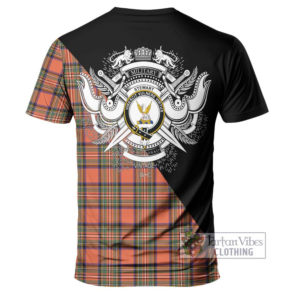 Stewart Royal Ancient Tartan T-Shirt with Family Crest and Military Logo Style - Tartanvibesclothing Shop