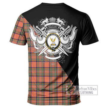 Stewart Royal Ancient Tartan T-Shirt with Family Crest and Military Logo Style