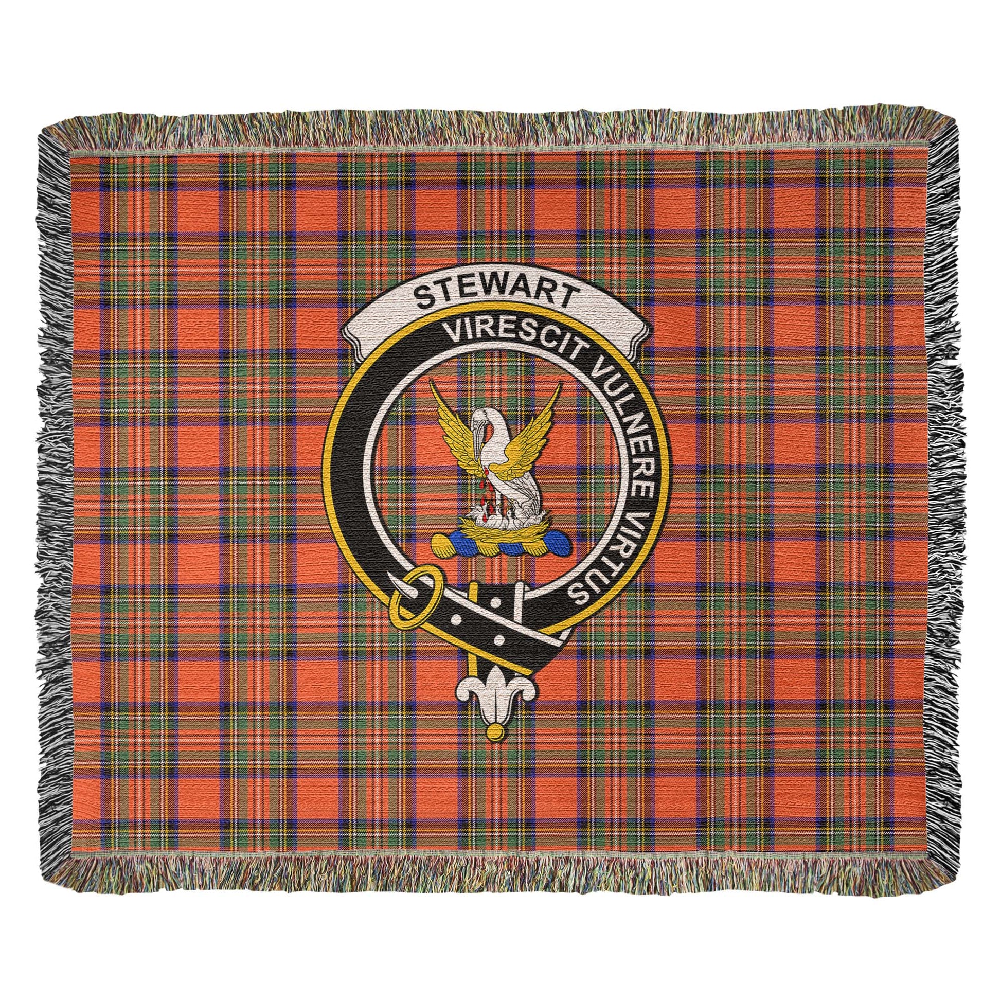 Tartan Vibes Clothing Stewart Royal Ancient Tartan Woven Blanket with Family Crest