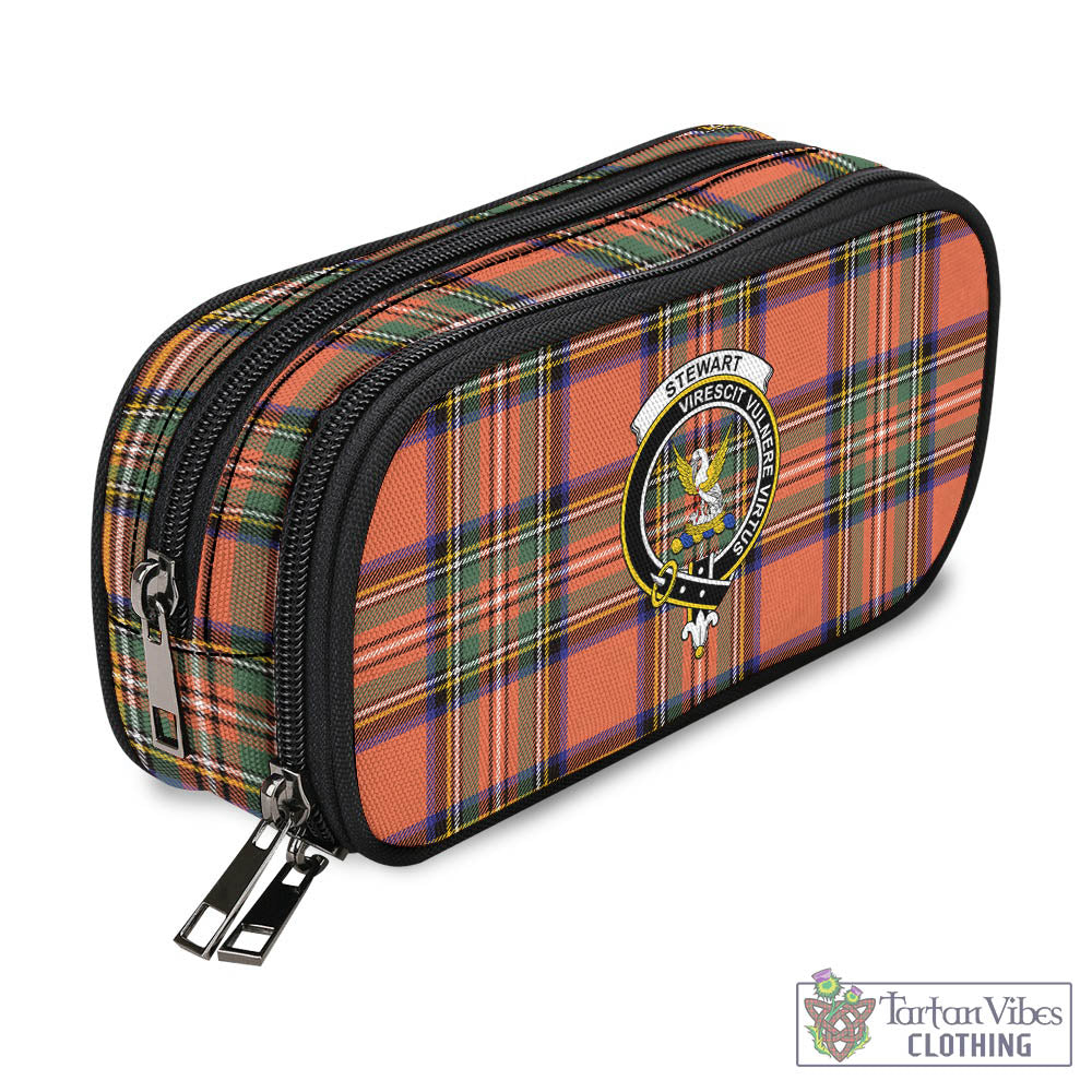Tartan Vibes Clothing Stewart Royal Ancient Tartan Pen and Pencil Case with Family Crest